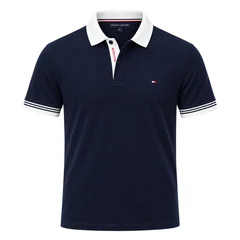 Tommy Hilfiger Interlock Contrast Placket Polo Shirt - Navy - S