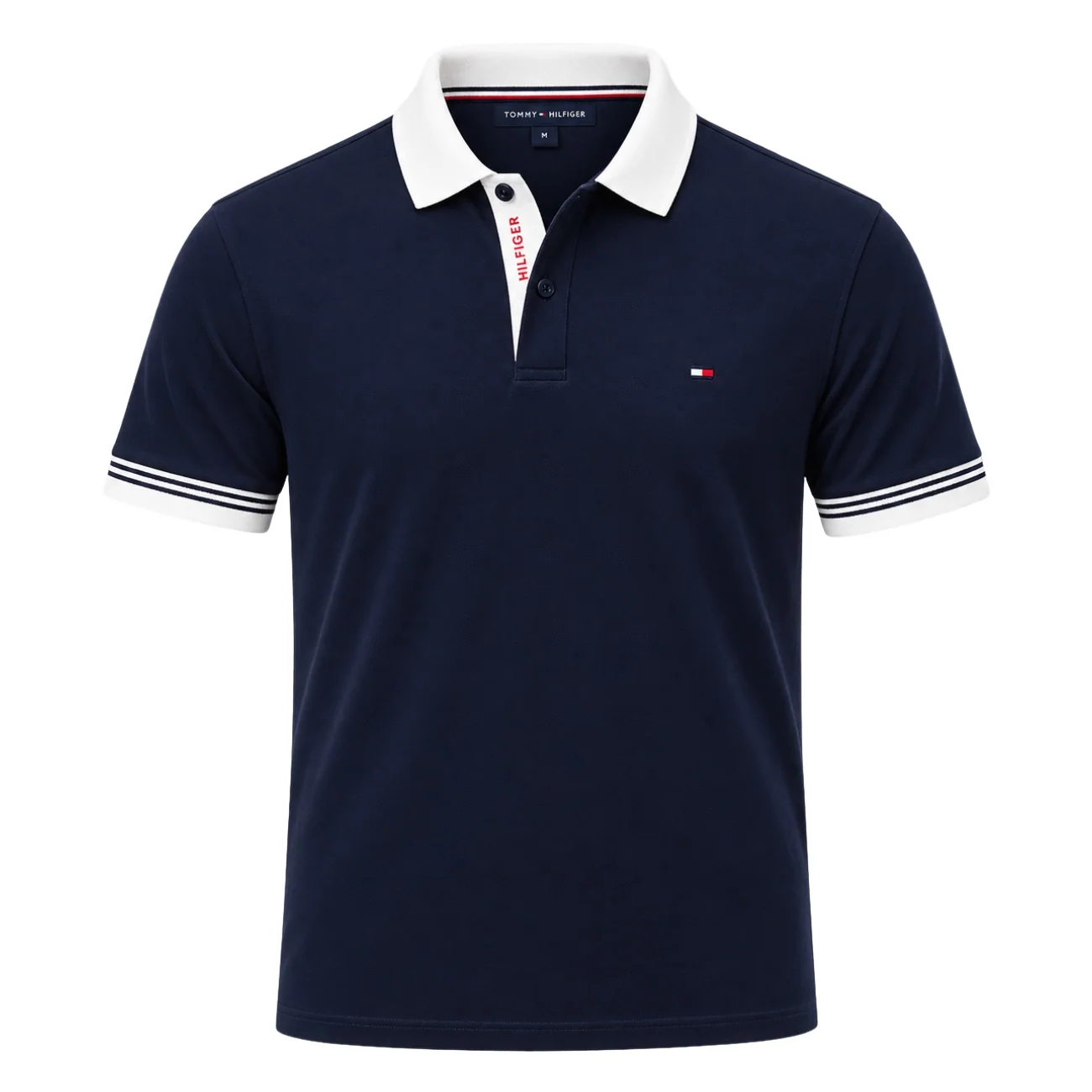 Tommy Hilfiger Interlock Contrast Placket Polo Shirt - Navy - S