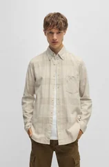 Boss Rickert Cotton Flannel Shirt - Beige - L