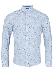 Remus Uomo Frank Tapered Print Shirt - Blue - 16