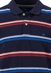 Fynch Hatton Striped Premium Cotton Polo Shirt - Navy - M