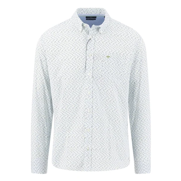 Fynch Hatton Cotton Combi Print Button Down Shirt - Green - XL