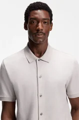 Boss H-Powell Bubble-structure Regular-fit Polo Shirt - Beige - S