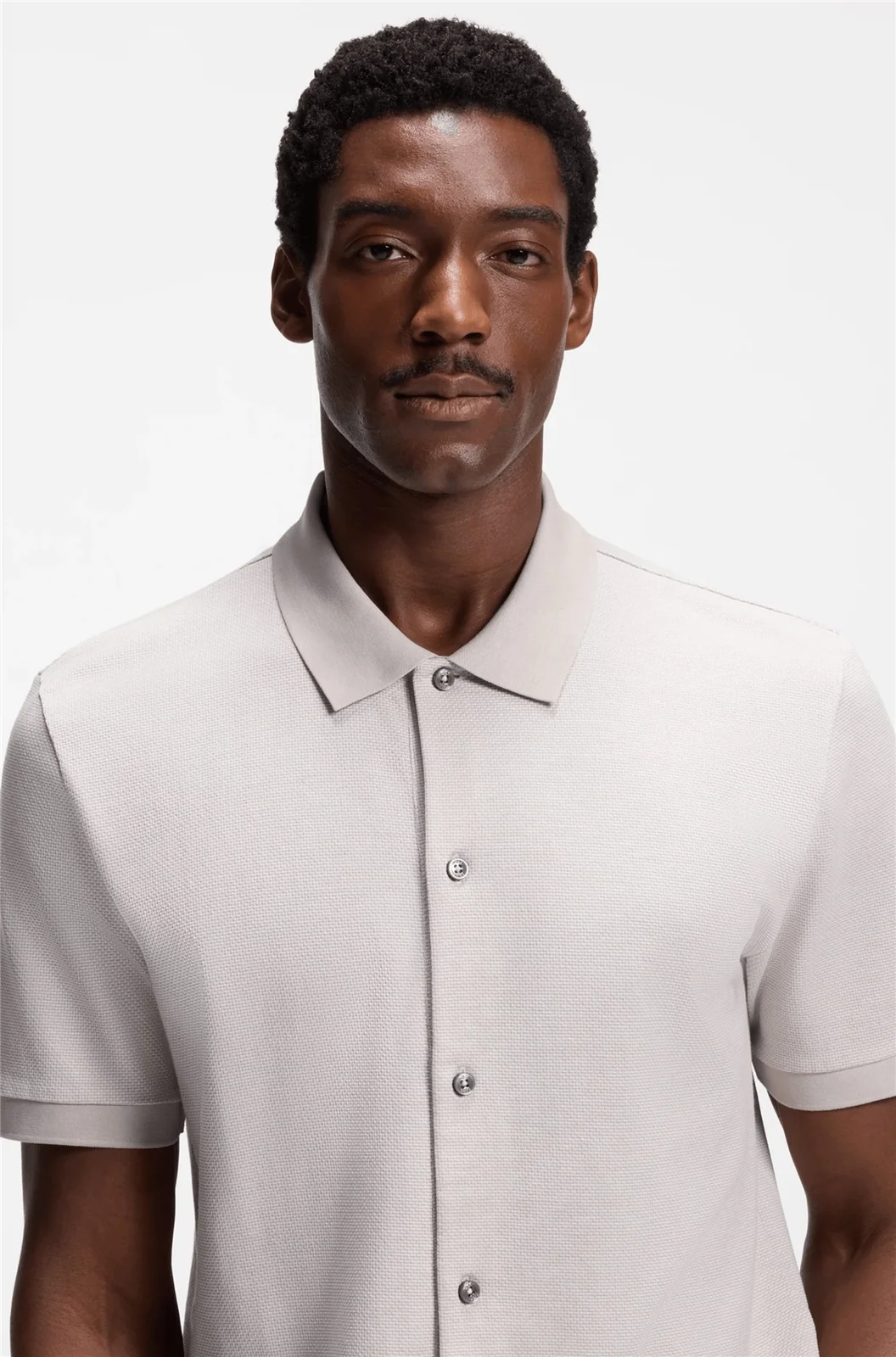 Boss H-Powell Bubble-structure Regular-fit Polo Shirt - Beige - S