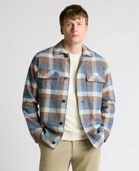 Remus Uomo Regular Fit Brushed Cotton Shacket - Blue - L