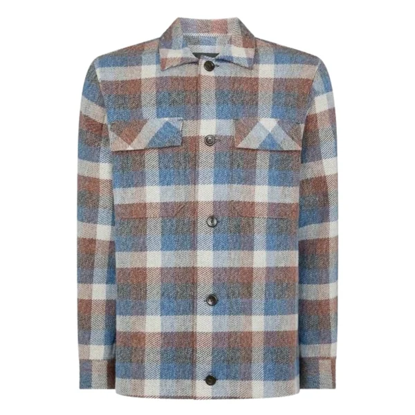 Remus Uomo Regular Fit Brushed Cotton Shacket - Blue - L