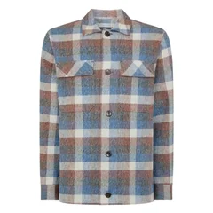 Remus Uomo Regular Fit Brushed Cotton Shacket - Blue - L