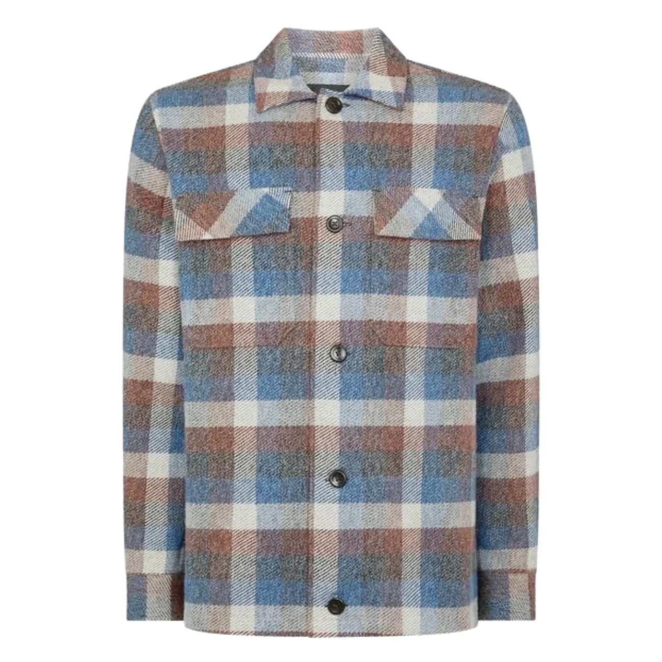 Remus Uomo Regular Fit Brushed Cotton Shacket - Blue - L