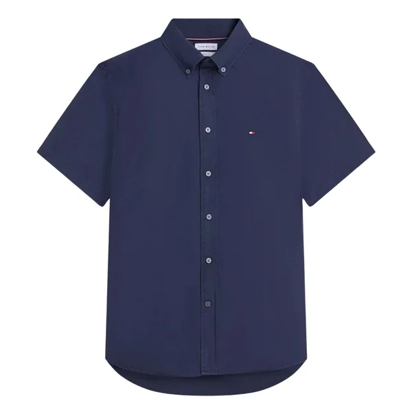 Tommy Hilfiger Short Sleeve Poplin Button Down Shirt - Navy - S