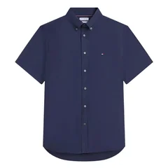 Tommy Hilfiger Short Sleeve Poplin Button Down Shirt - Navy - S