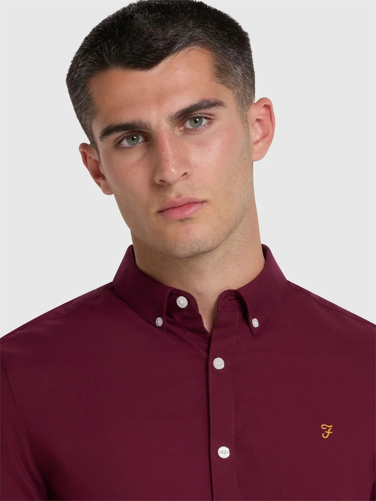 Farah Brewer Slim Fit Organic Cotton Oxford Shirt - Wine - S