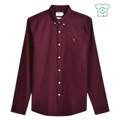 Farah Brewer Slim Fit Organic Cotton Oxford Shirt - Wine - S