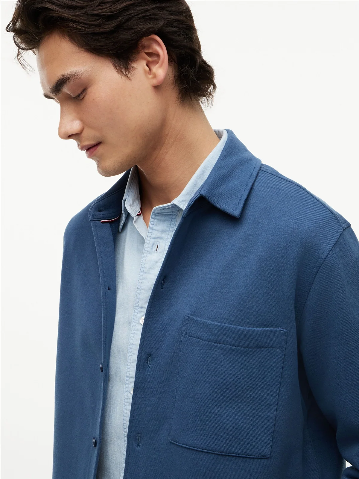 Tommy Hilfiger Essential Terry Overshirt - Blue - L