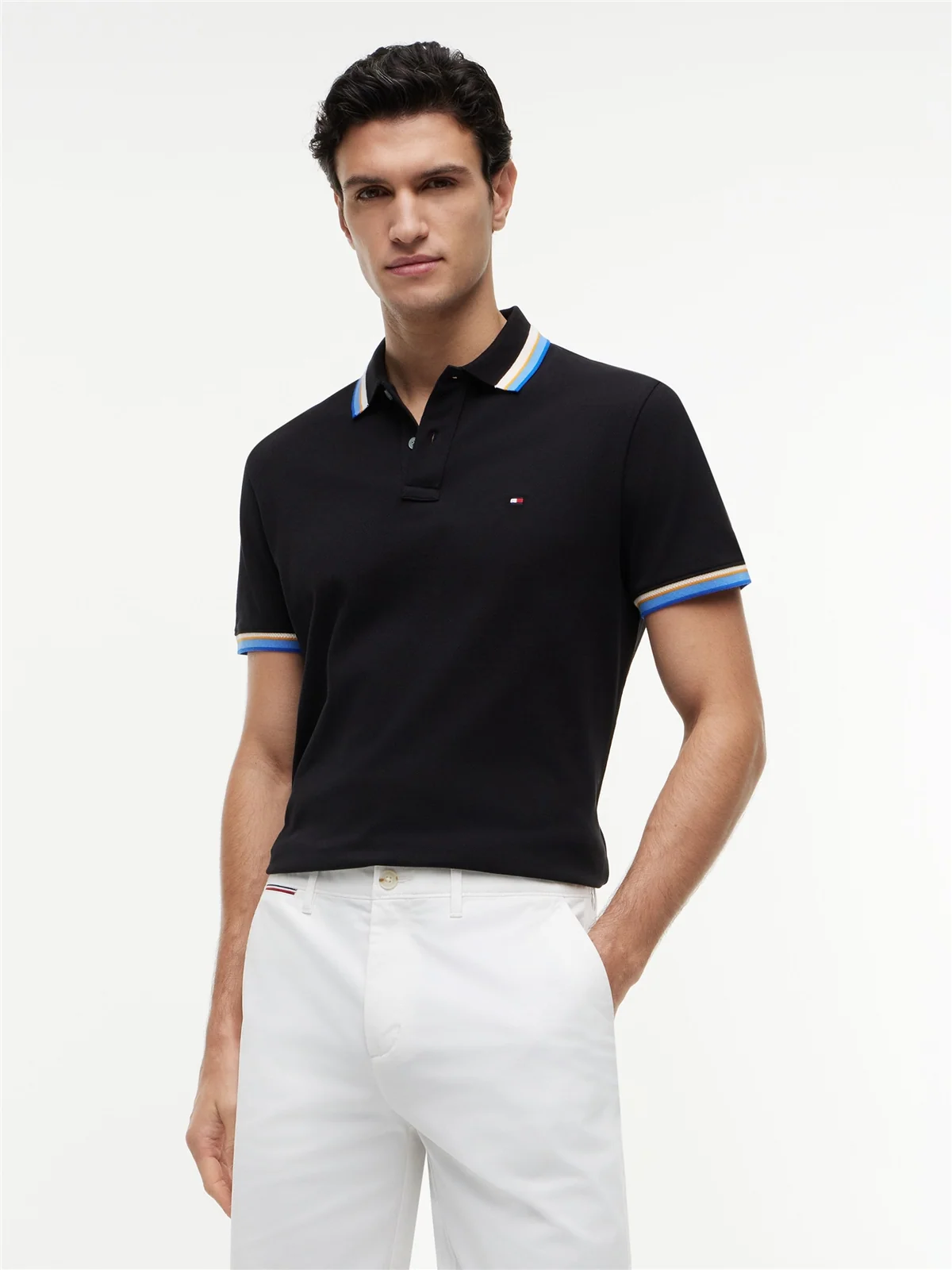 Tommy Hilfiger Contrast Collar Cuff Polo Shirt - Black - M