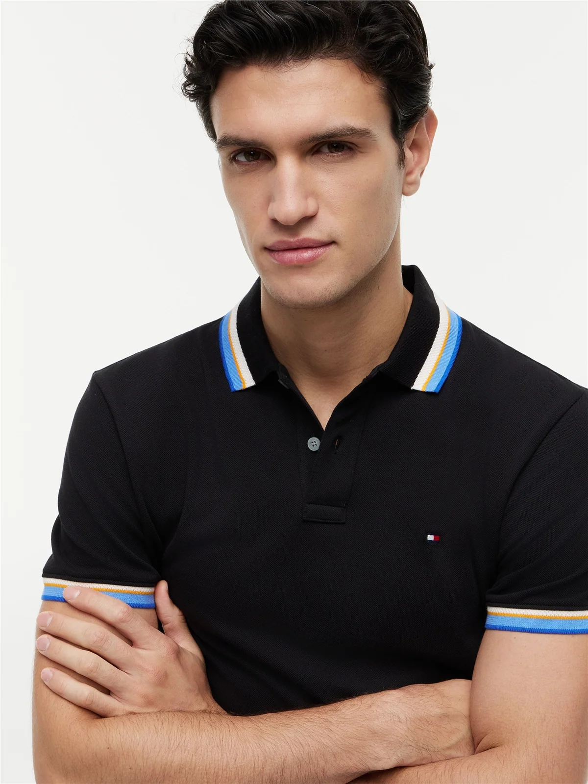 Tommy Hilfiger Contrast Collar Cuff Polo Shirt - Black - M
