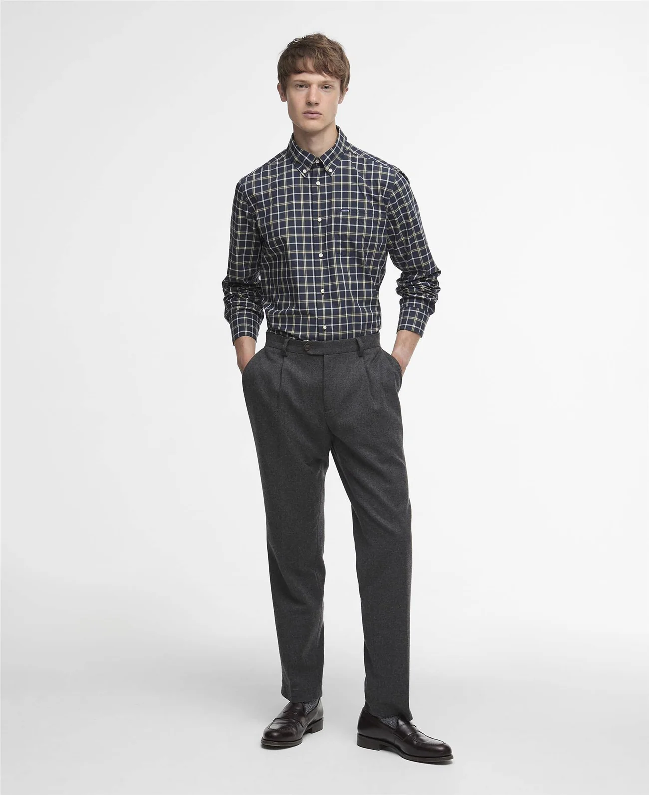 Barbour Bramham Checked Tailored Shirt - Navy - L