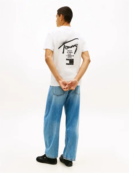 Tommy Jeans Signature Back Logo Jersey T-Shirt - Beige - XL