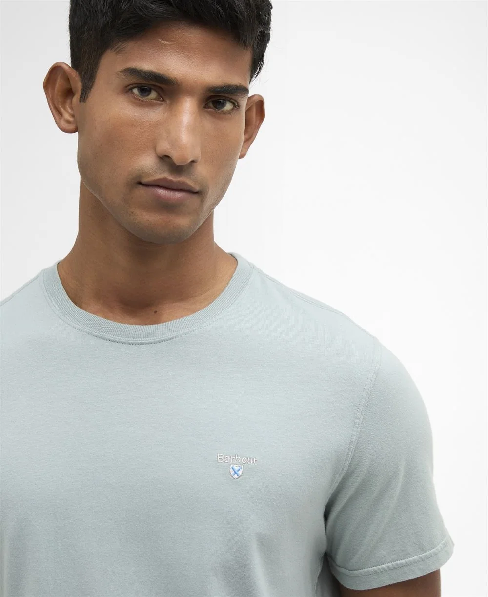 Barbour Tartan Sports T-Shirt - Sky Blue - S