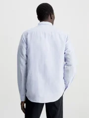 Calvin Klein Linen Cotton Regular Shirt - Blue - XL