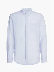 Calvin Klein Linen Cotton Regular Shirt - Blue - XL