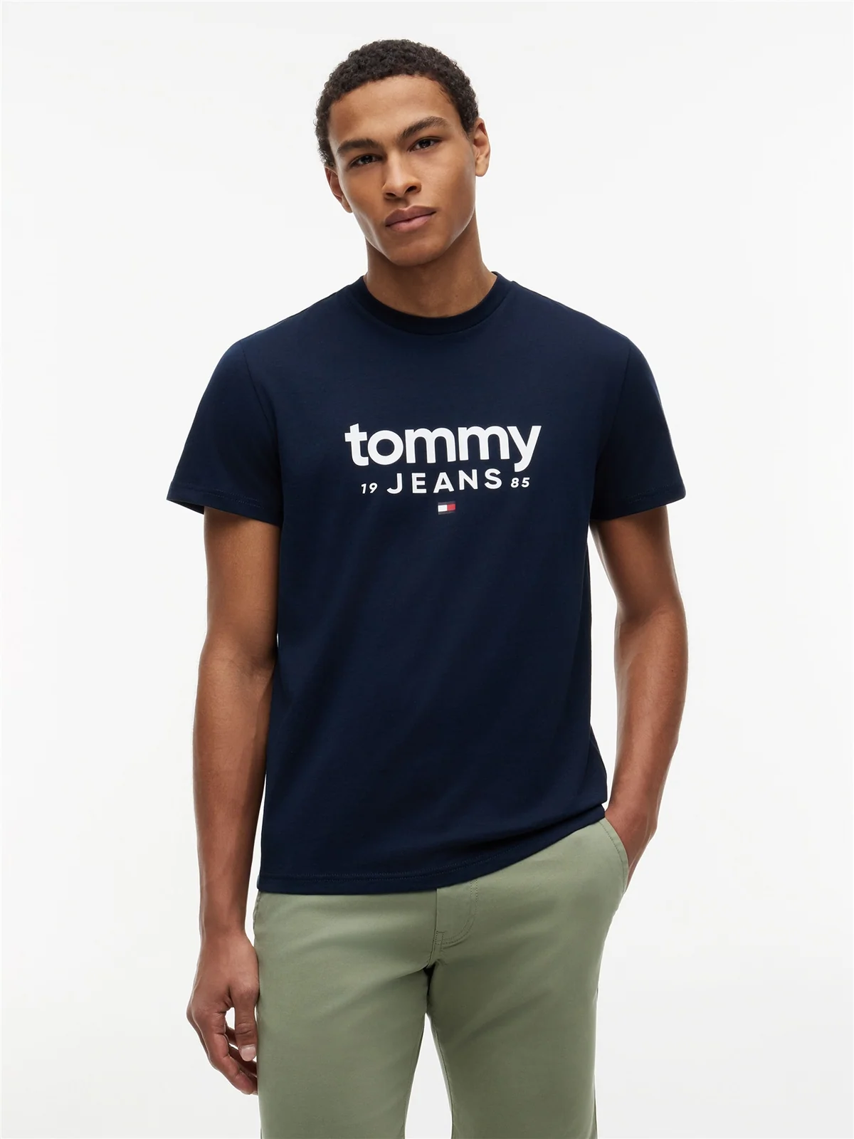 Tommy Jeans Logo Slim Fit Graphic T-Shirt - Navy - S