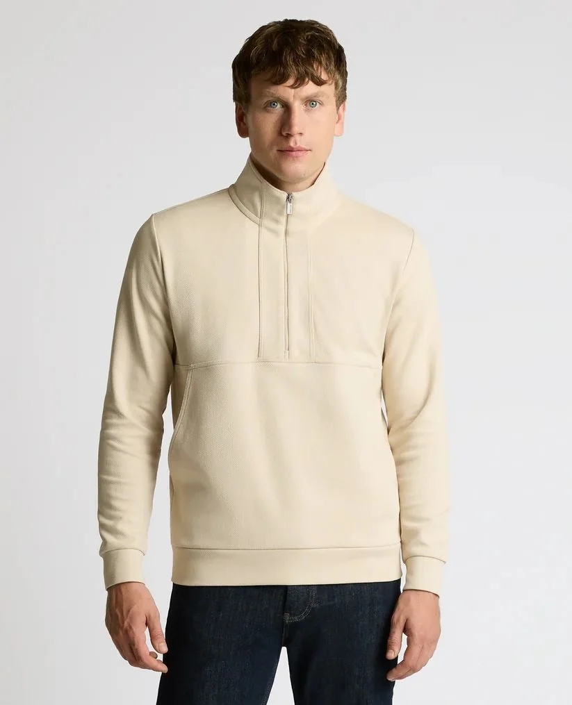 Remus Uomo Half-Zip Jersey Sweatshirt - Beige - M