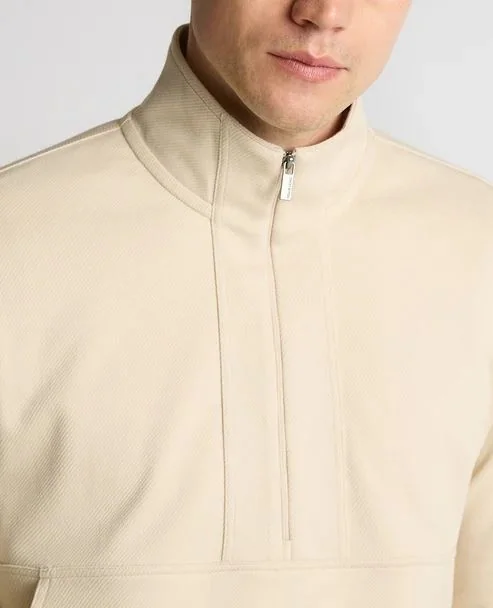 Remus Uomo Half-Zip Jersey Sweatshirt - Beige - M