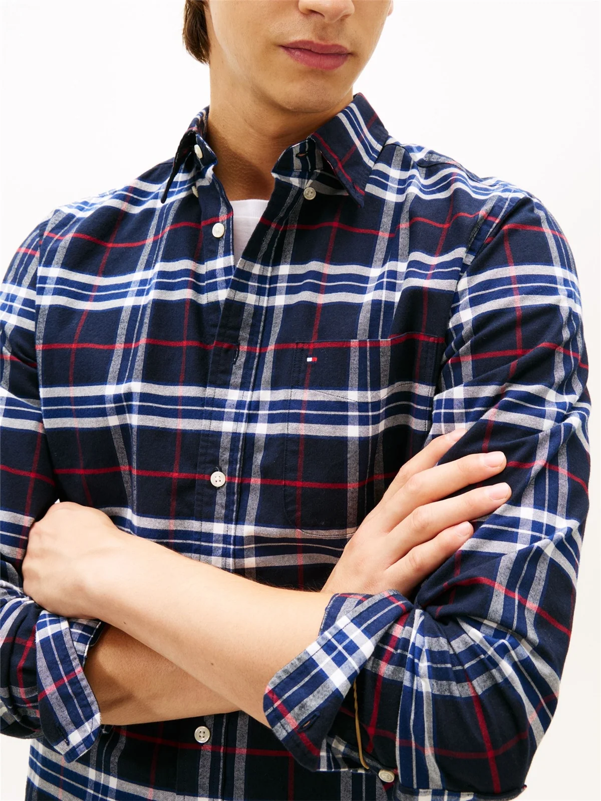 Tommy Hilfiger Brushed Oxford Check Shirt - Navy - L