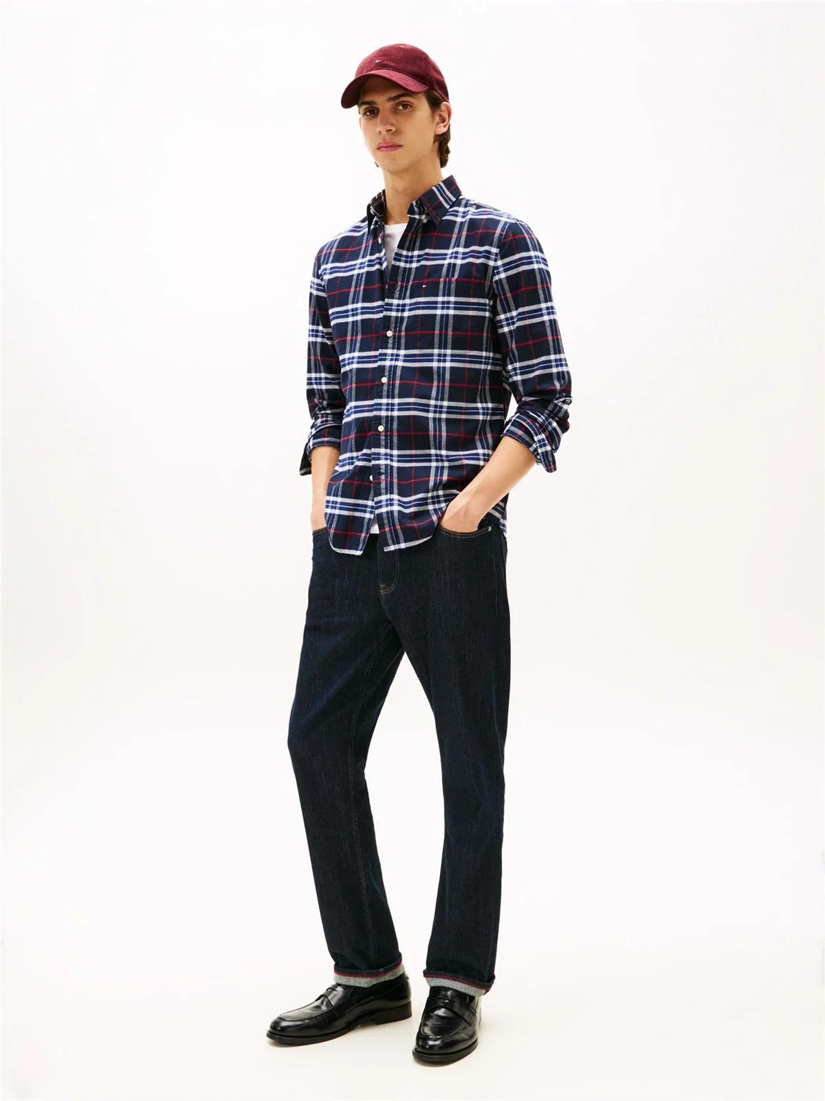 Tommy Hilfiger Brushed Oxford Check Shirt - Navy - L