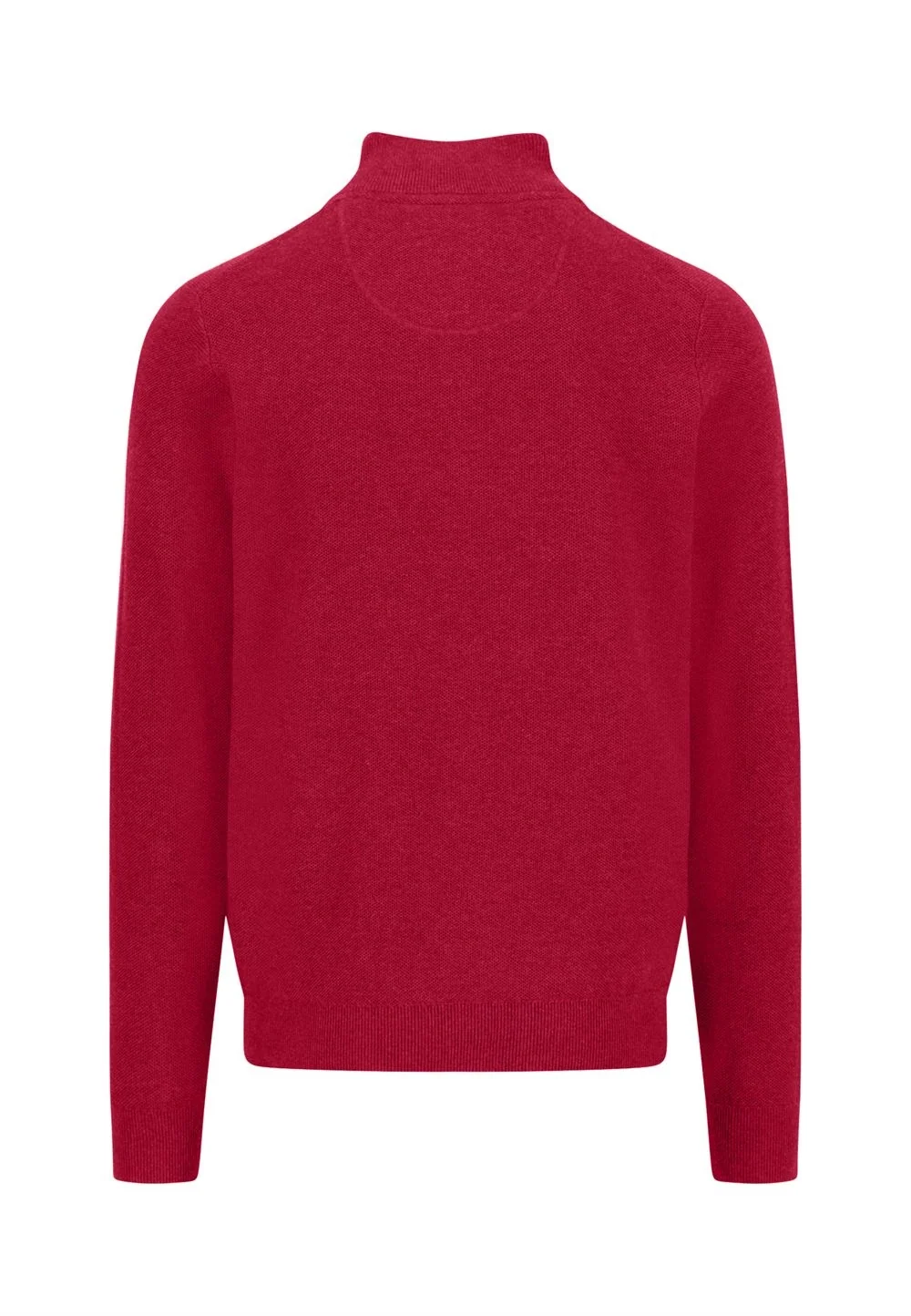 Fynch Hatton Cotton Troyer-Zip Structure Sweater - Red - L