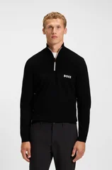 Boss K Hydro Water Repellent Zip Neck Sweater - Black - L