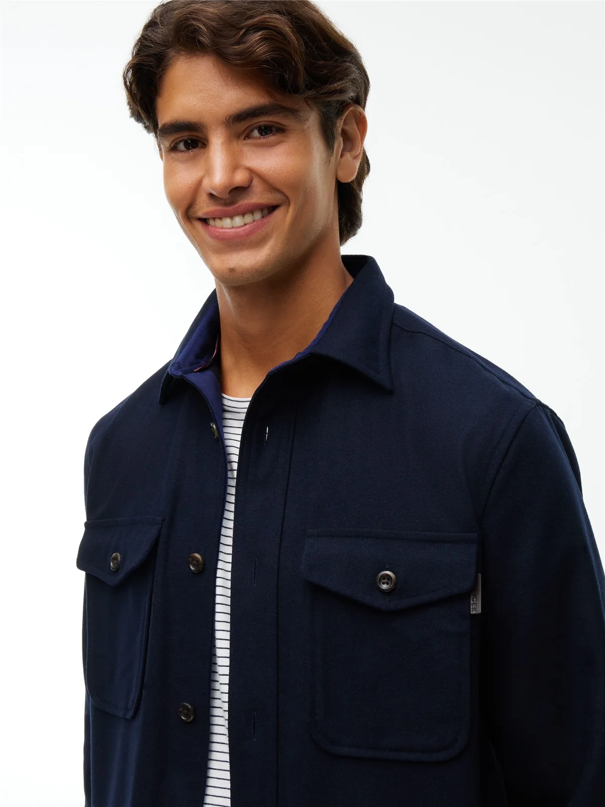Tommy Hilfiger Classic Fit Icon Wool Blend Shirt - Navy - S