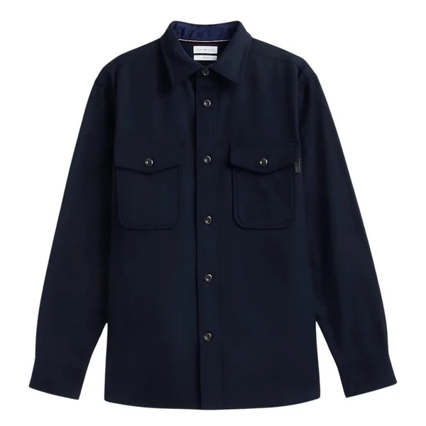 Tommy Hilfiger Classic Fit Icon Wool Blend Shirt - Navy - S