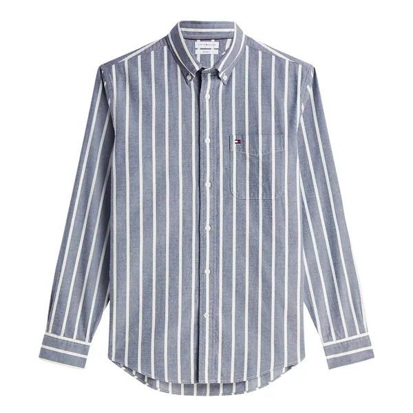 Tommy Hilfiger Regular Fit Brushed Flannel Stripe Shirt - Navy - XL