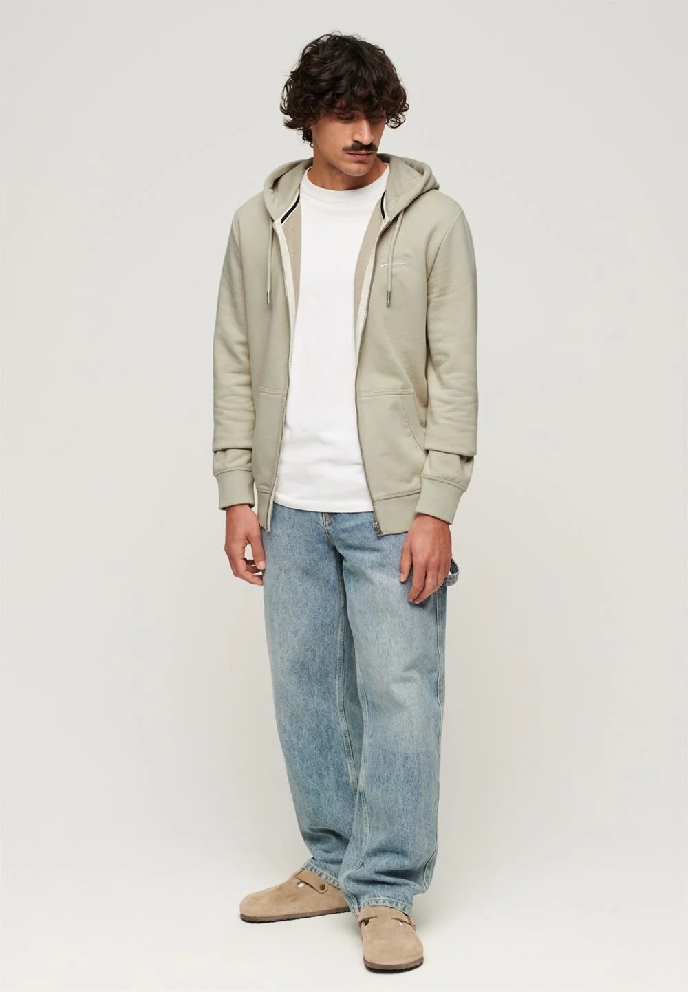 Superdry Essential Logo Zip Hoodie Ub - Beige - 2XL