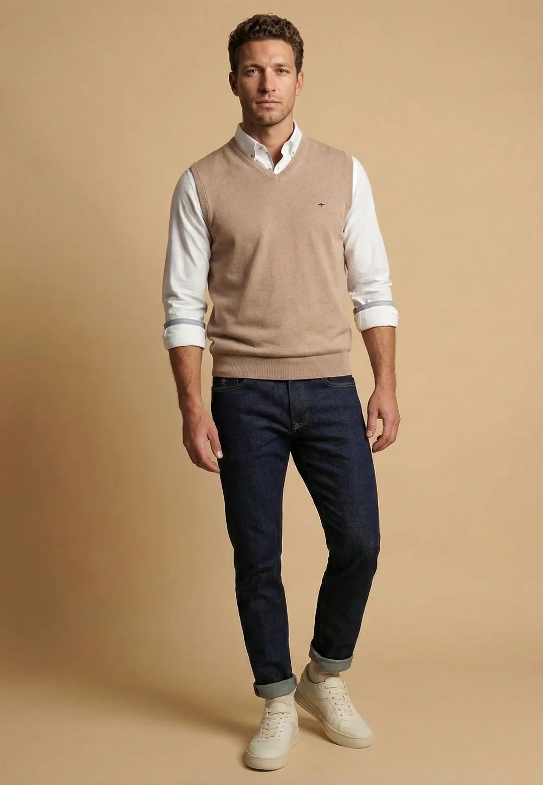 Fynch Hatton Slipover Superfine Sweater - Beige - XL