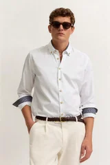 Bugatti Casual Long Sleeve Contrast Shirt - White - L