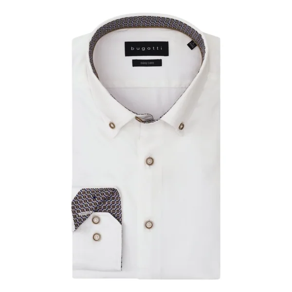 Bugatti Casual Long Sleeve Contrast Shirt - White - L