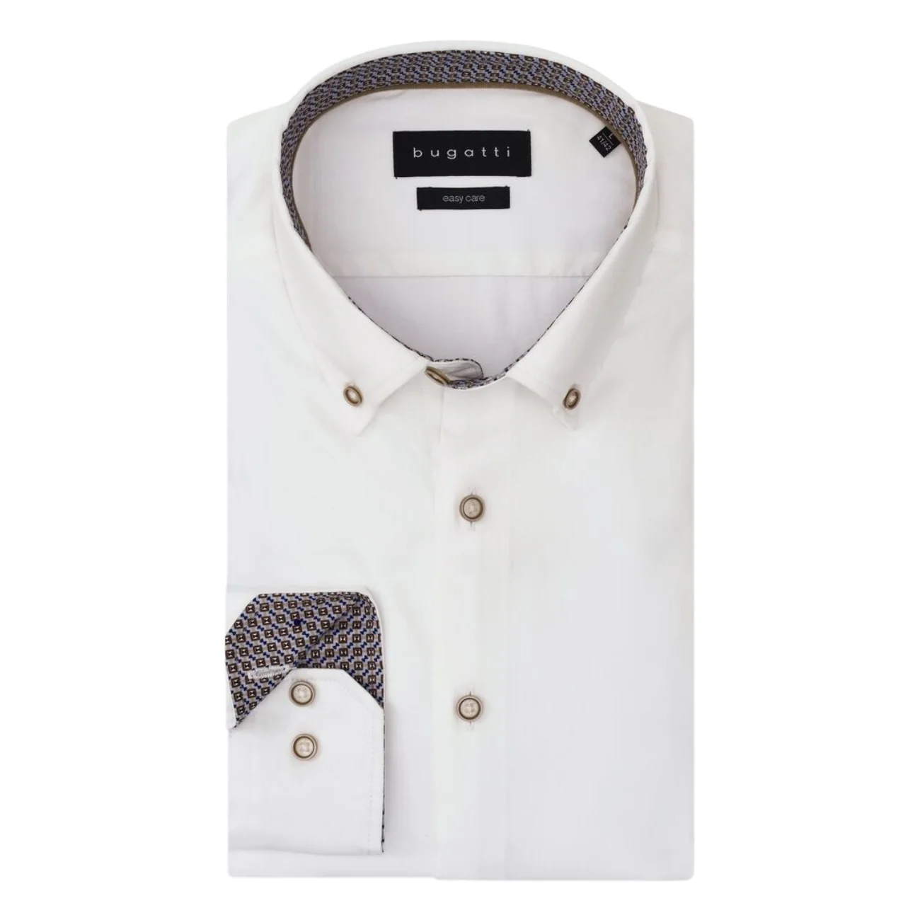 Bugatti Casual Long Sleeve Contrast Shirt - White - L