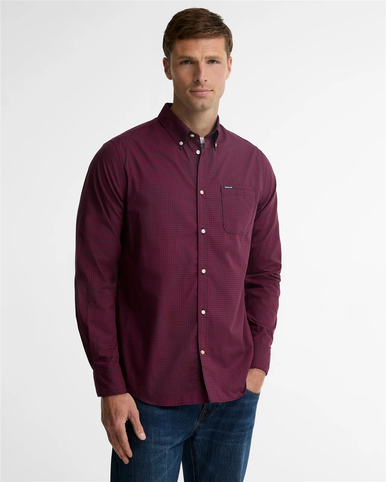 Barbour Harbourwall Tailored Gingham Shirt - Red - L