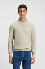 Boss Klapok Cotton-Blend Two-Tone Structure Sweater - Beige - XL