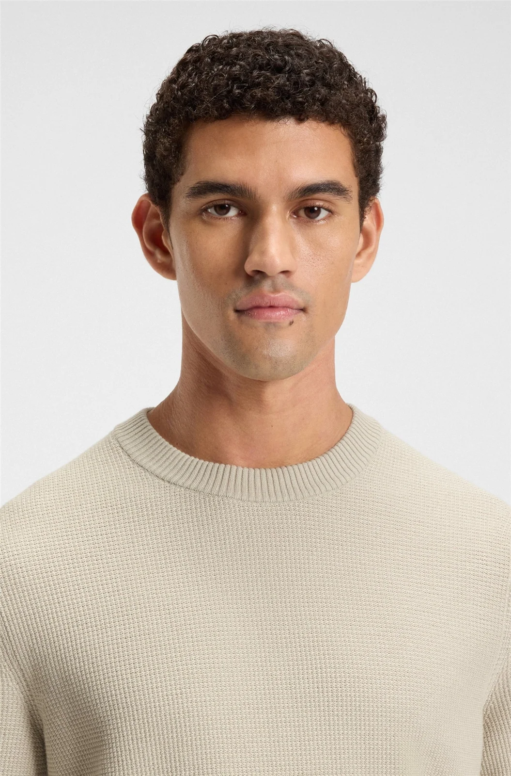 Boss Klapok Cotton-Blend Two-Tone Structure Sweater - Beige - XL
