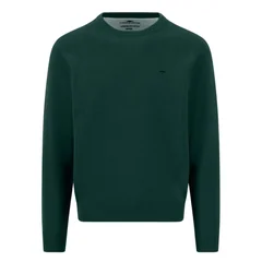 Fynch Hatton Fine Knit Cotton Crewneck Sweater - Teal - L