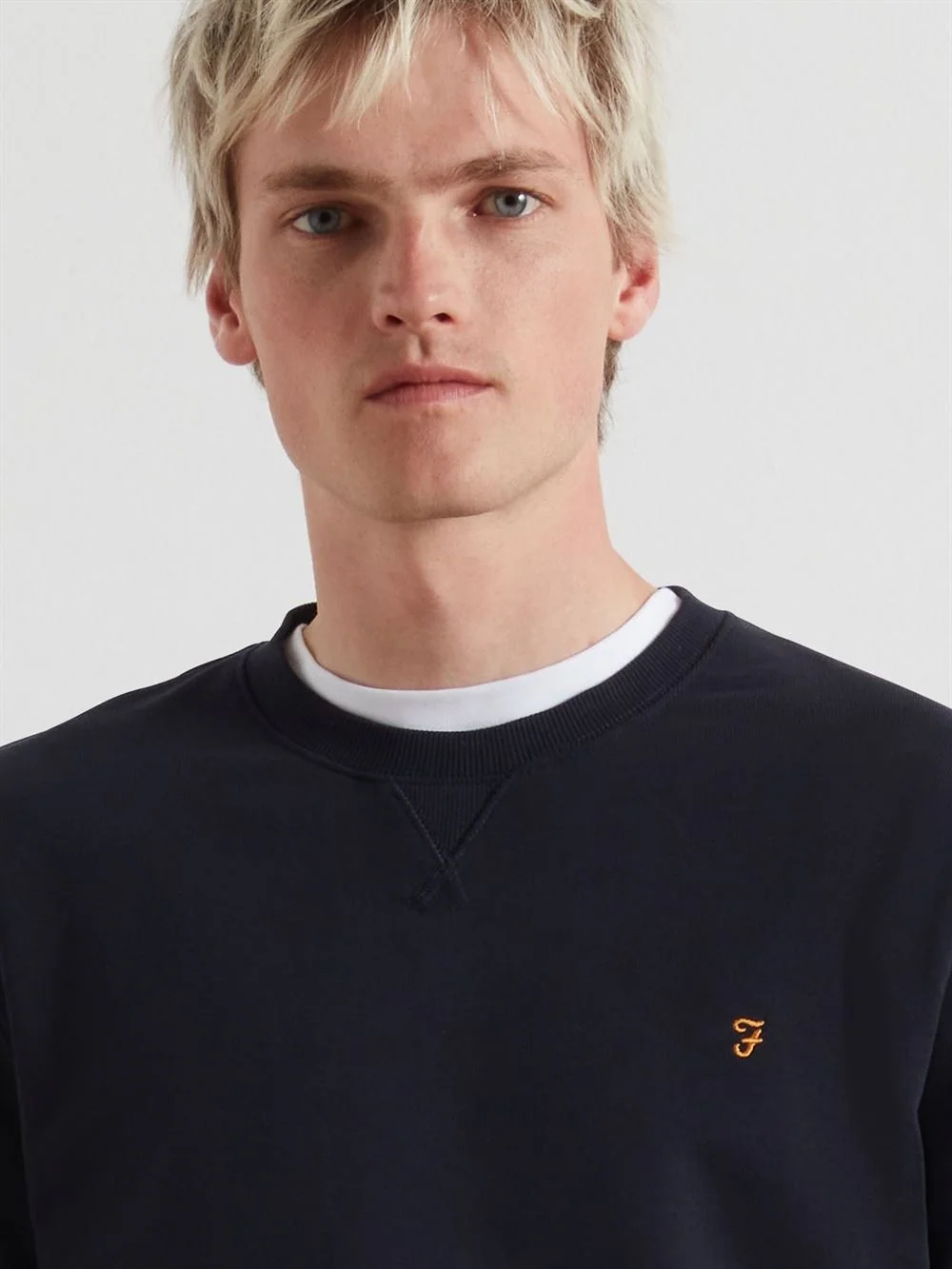 Farah Tim Organic Crew Sweatshirt - Navy - L
