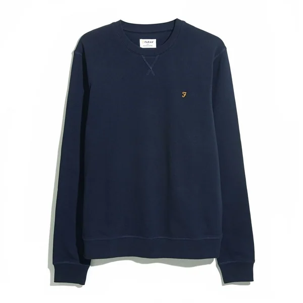 Farah Tim Organic Crew Sweatshirt - Navy - L