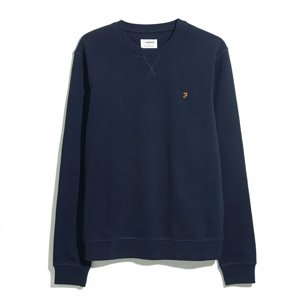Farah Tim Organic Crew Sweatshirt - Navy - L