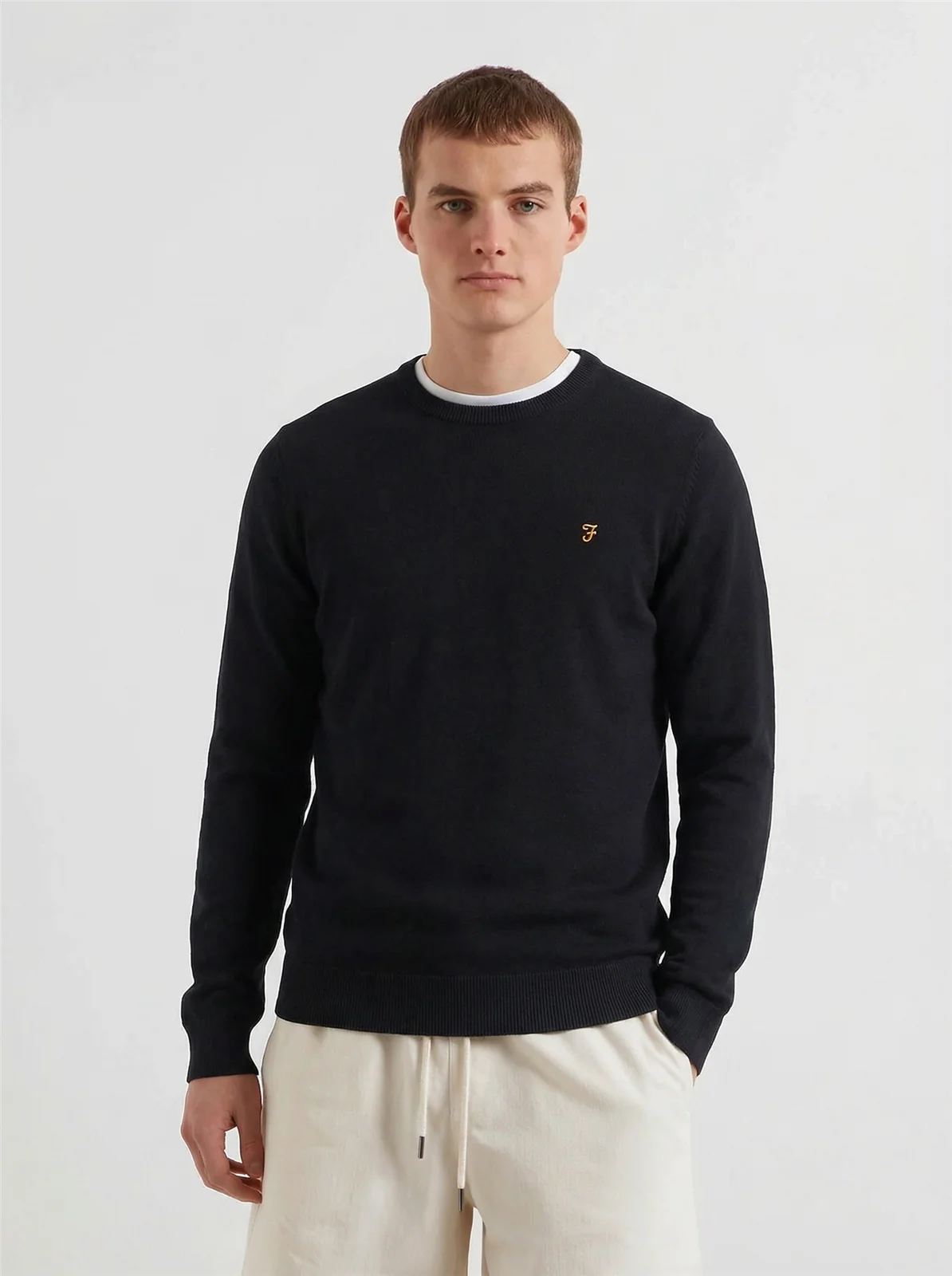 Farah Mullen Cotton Crew Neck Sweater - Navy - M