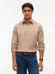 Tommy Hilfiger Flex Flannel Solid Coloured Shirt - Beige - 2XL