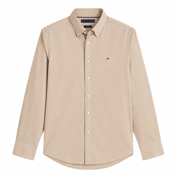 Tommy Hilfiger Flex Flannel Solid Coloured Shirt - Beige - 2XL