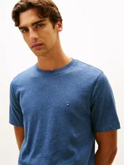 Tommy Hilfiger Flag Embroidery Crew Neck T-Shirt - Marl Blue - S